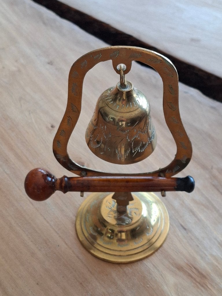 Vintage messing tafelbel of gong, Antiek en Kunst, Ophalen of Verzenden, Brons