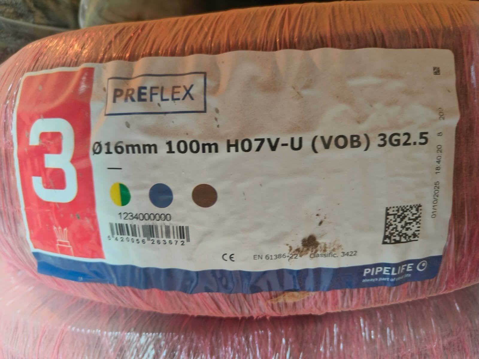 electriciteit kabel 3g2,5, Ophalen, Nieuw
