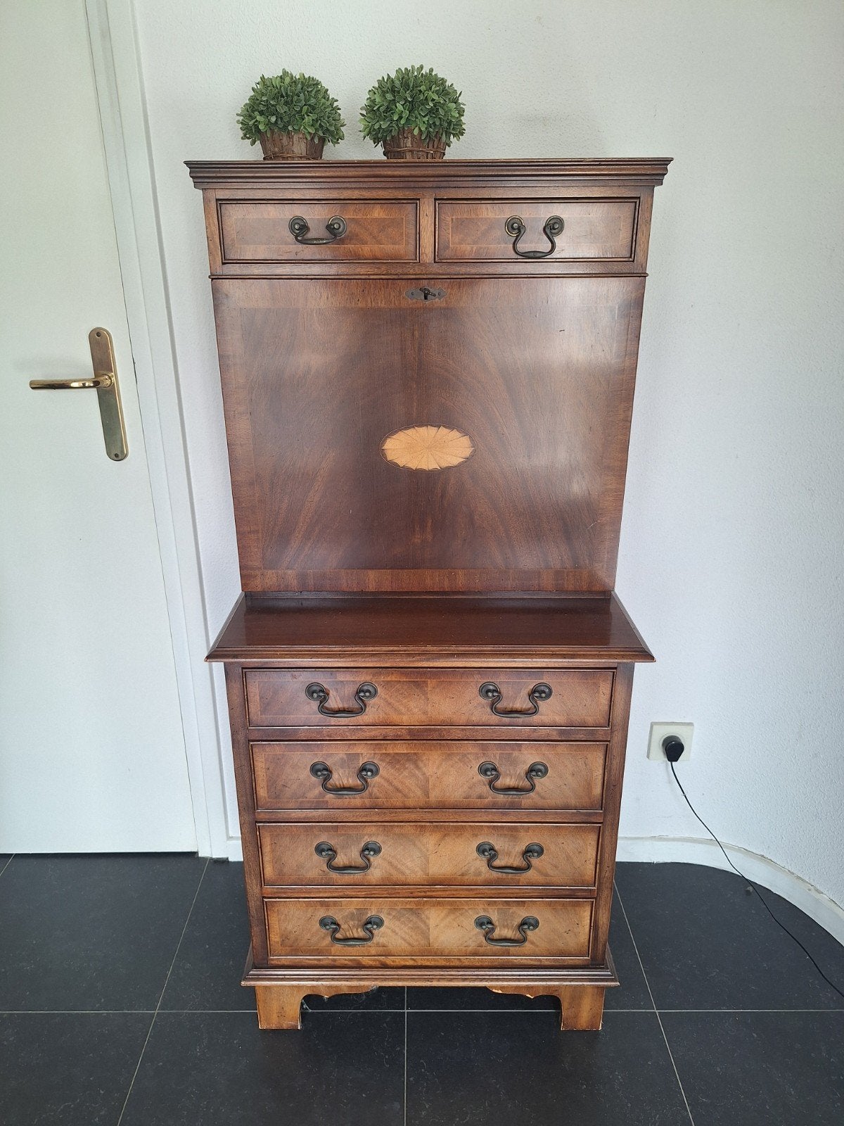 Mahonie Secretaire met Lades, Nederland, Berg en Terblijt, Enlèvement, Comme neuf, Antieke Engelse stijl