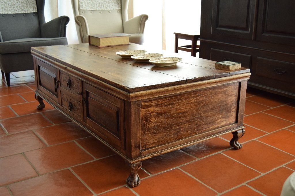 Grote salontafel met veel opbergruimte, 100 à 150 cm, Klassiek, koloniaal, Moins de 50 cm, Enlèvement