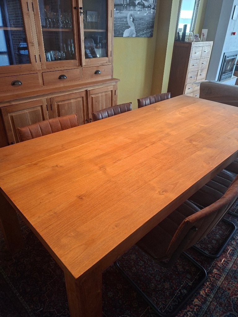 Teak tafel en salontafel, Ophalen, 100 tot 150 cm, Teakhout, 200 cm of meer