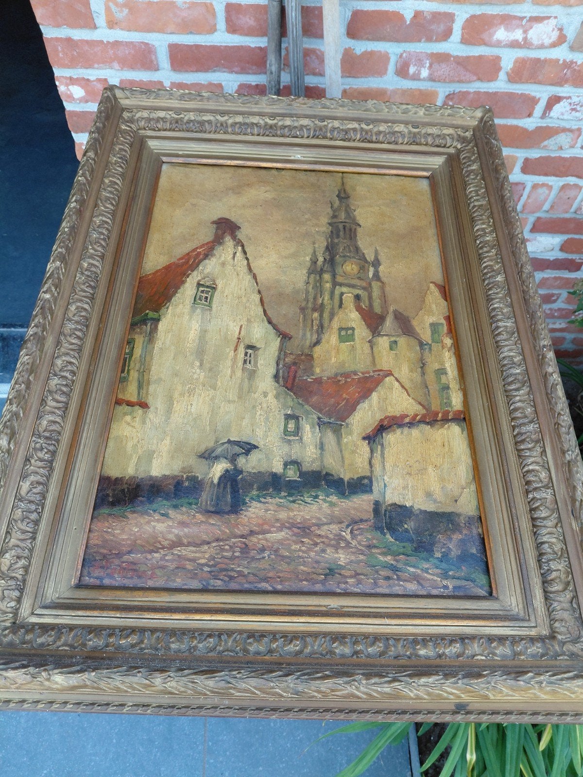mooi schilderij, Antiquités & Art, Signé, Enlèvement, Paysage urbain / rural, Toile