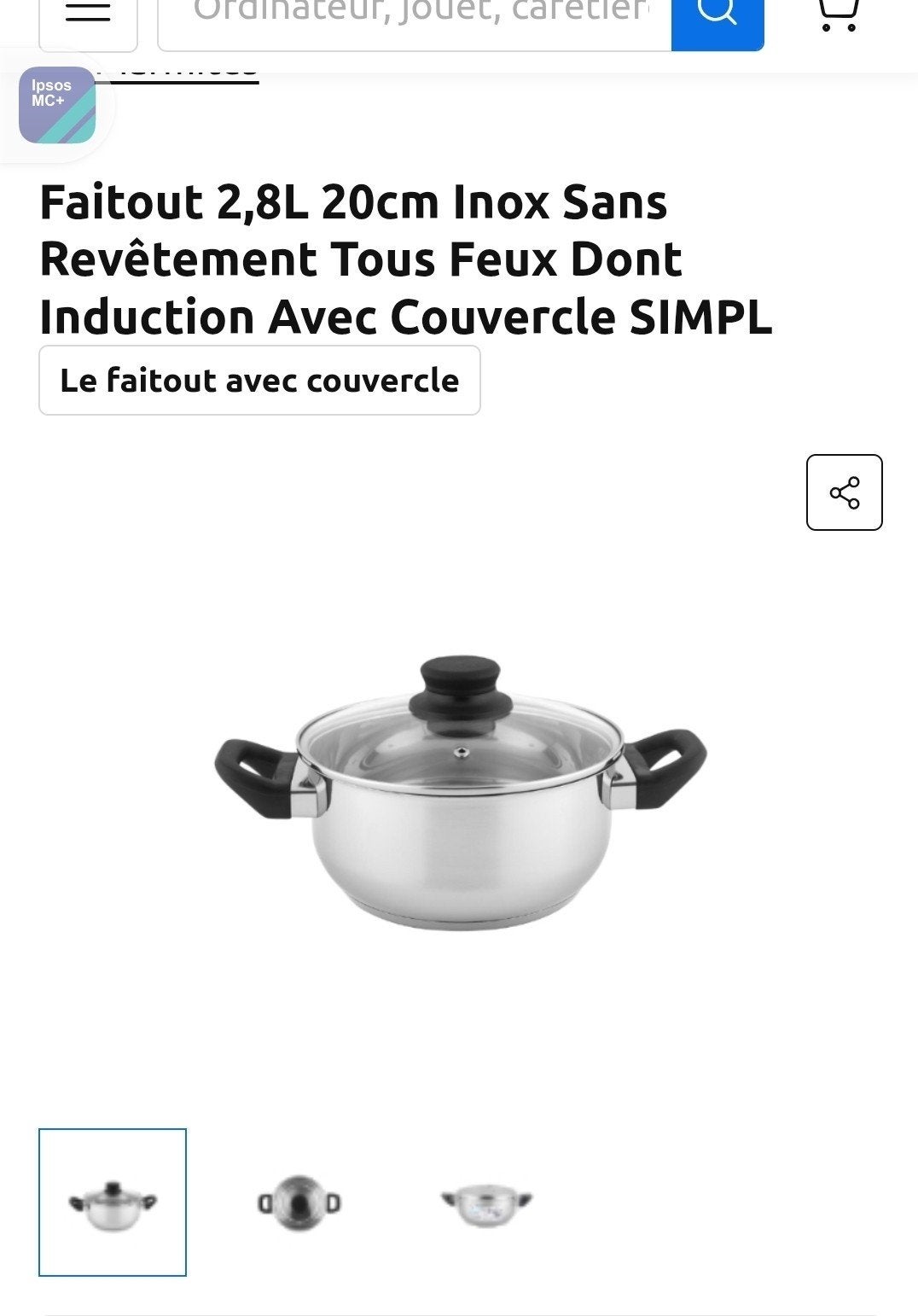 casserole neuve 20cm avec couvercle, Avec couvercle, Inox, Casserole, Autres marques