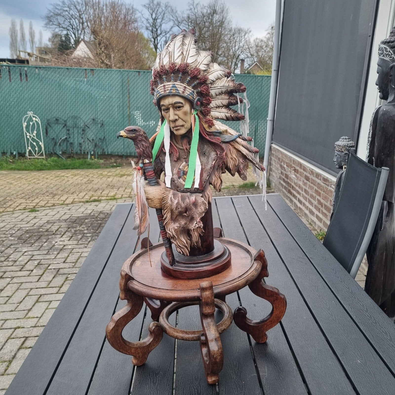 Indianer uit hout te koop, Huis en Inrichting, Woonaccessoires | Boeddhabeelden, Ophalen, Hout
