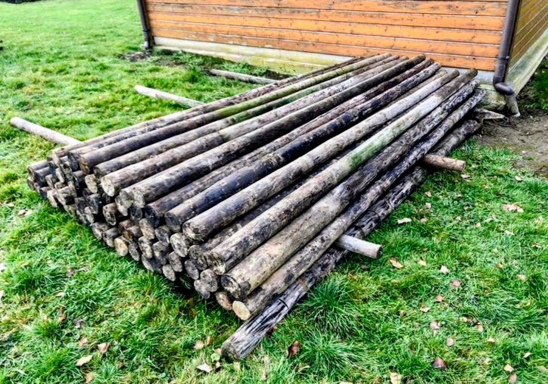 Houten palen 350 cm kop 10/8, Ophalen, Palen