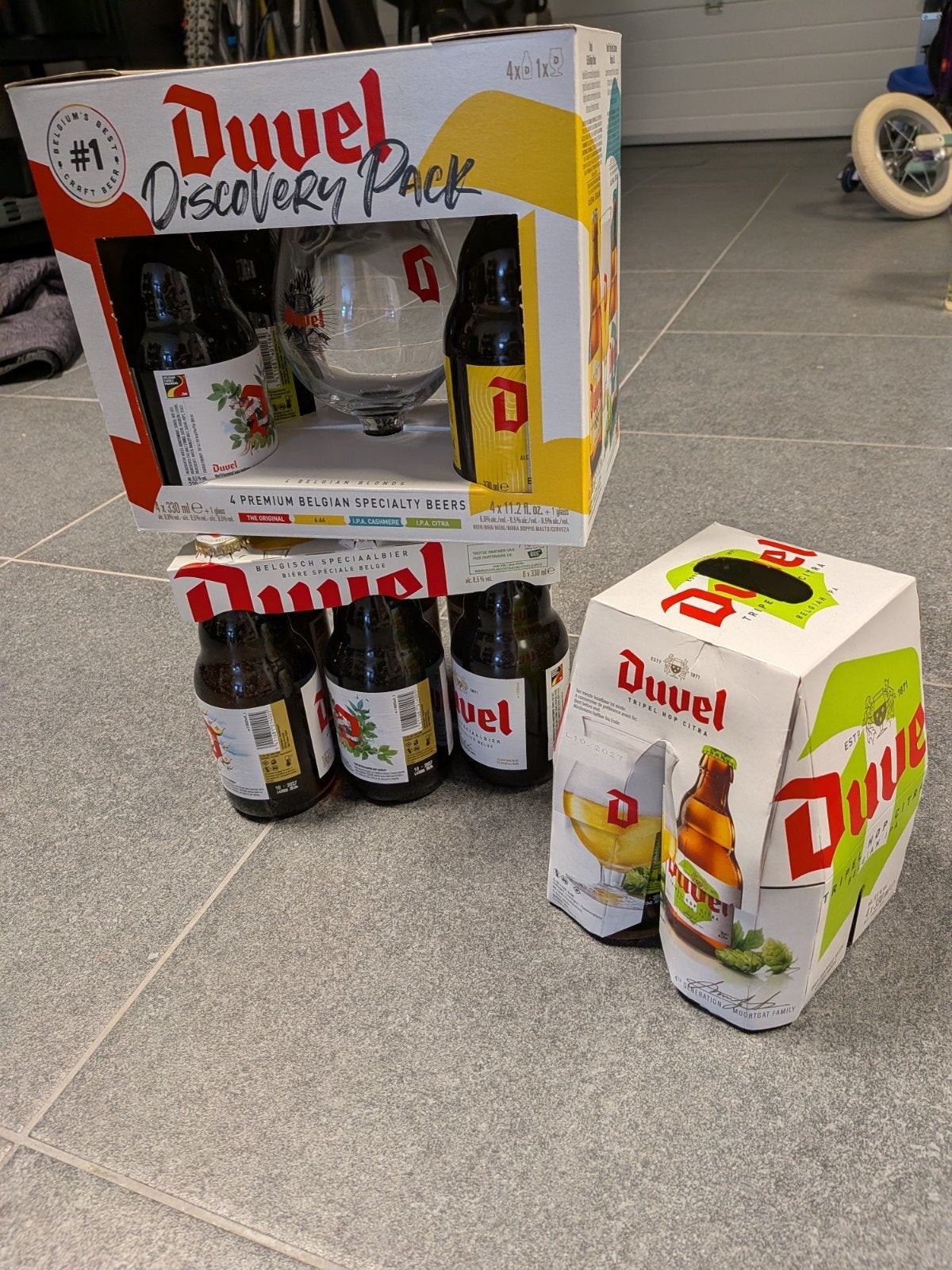 Duvel pakket - flesjes + Duvelglas, Verzamelen, Biermerken, Ophalen of Verzenden, Nieuw, Flesje(s), Duvel