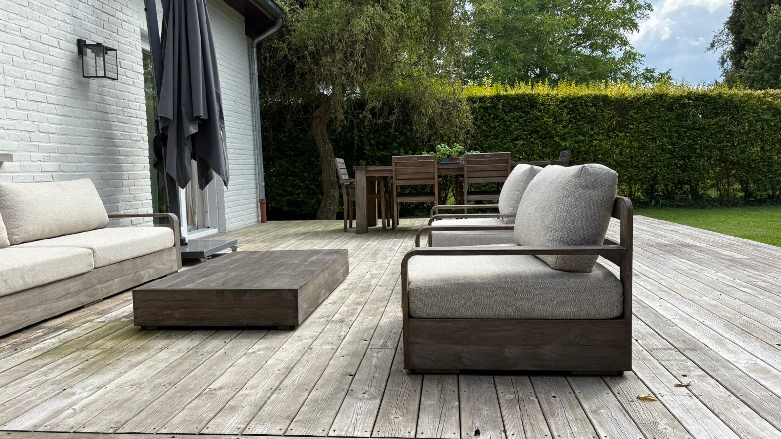 Salon de jardin Gescova + table Jama –ensemble haut de gamme, Salons de jardin, Utilisé, Bois, Enlèvement