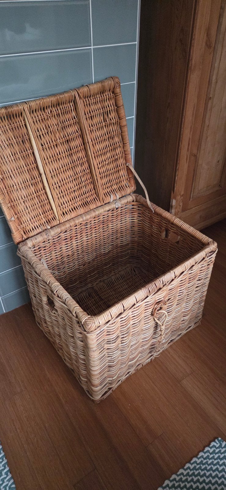 Grande Malle de Rangement en Osier, Maison & Meubles, Enlèvement, Osier, Tressé