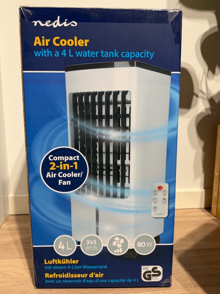 Nedis aircooler, Ophalen, Tafel- of Grondventilator, Ventileren, 3 snelheden of meer