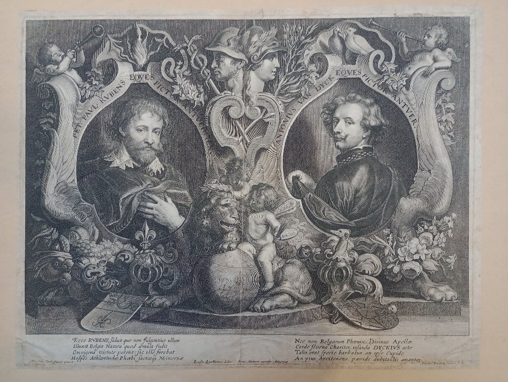 17e eeuwse gravure Rubens & Van Dyck P.Pontius Antwerpen,B41, Antiek en Kunst, Ophalen of Verzenden, Portret, Gravure, 1600 - 1699