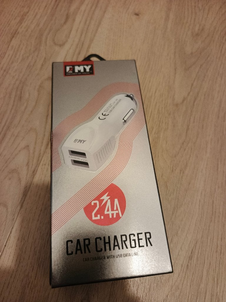 Chargeur voiture EMY 2 USB 2,4 A avec câble Micro-USB, Micro-USB, Enlèvement, Neuf