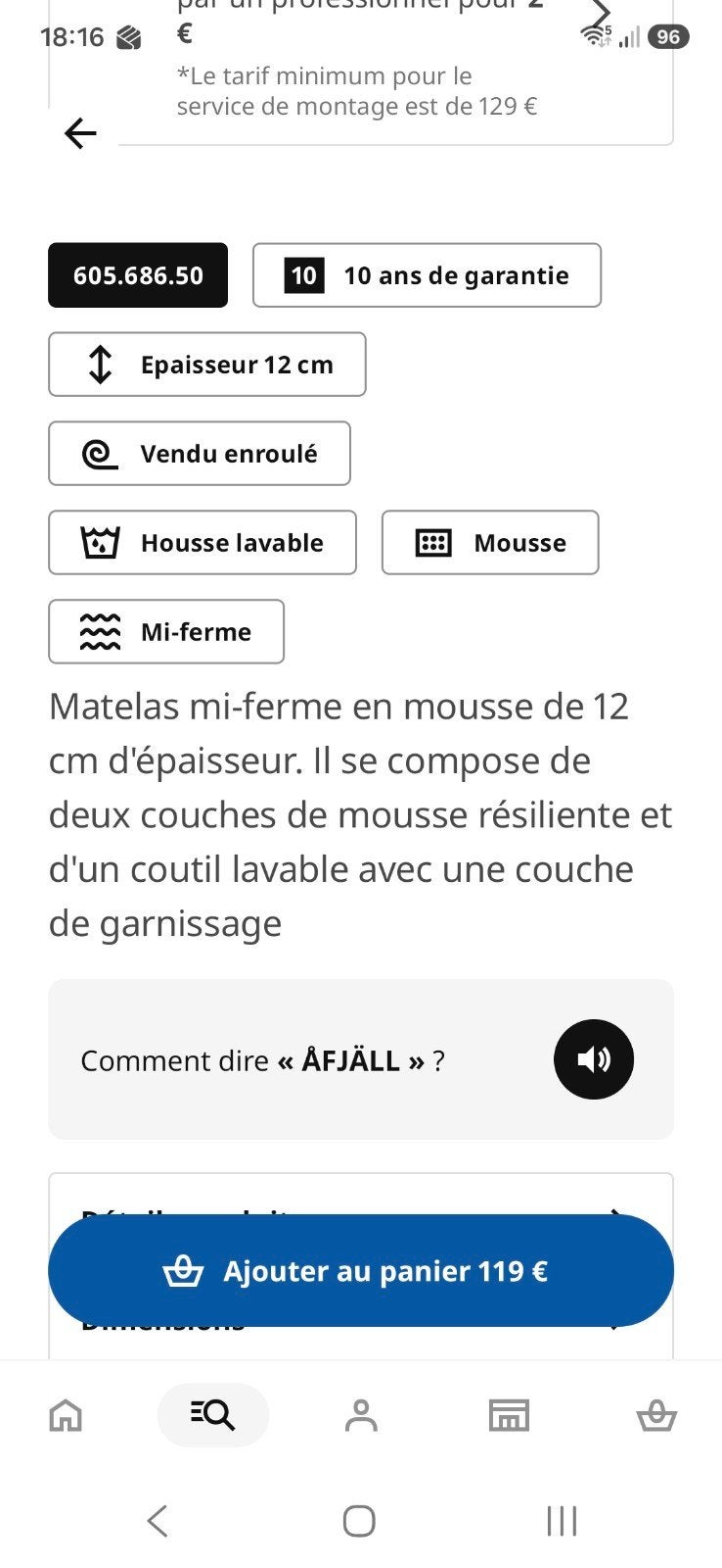 matelas ikea mousse 140 x 200 house lavable, Tickets en Kaartjes, Twee personen