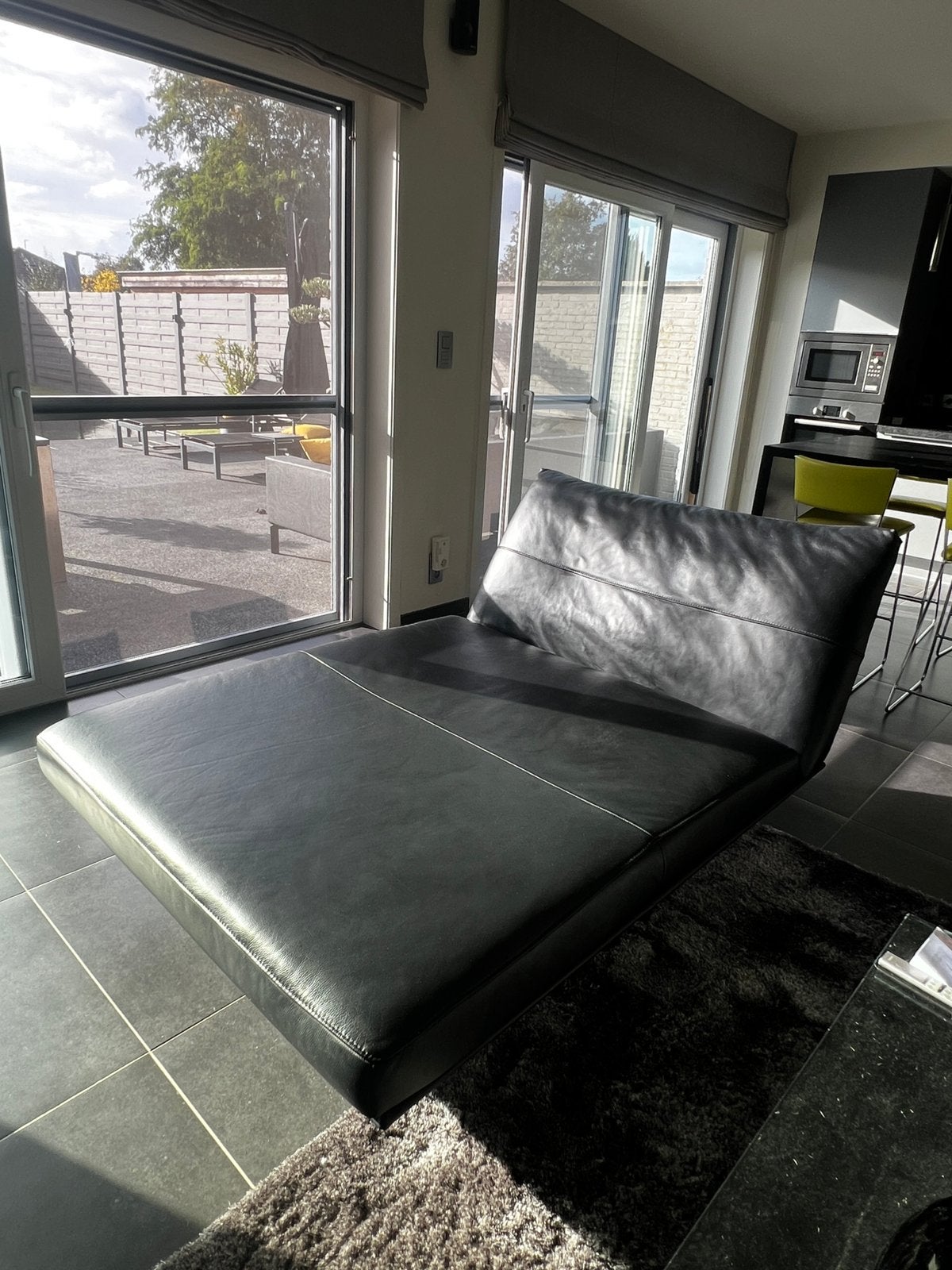 Lederen salon, Huis en Inrichting, Ophalen, Gebruikt, 150 tot 200 cm, Tweepersoons