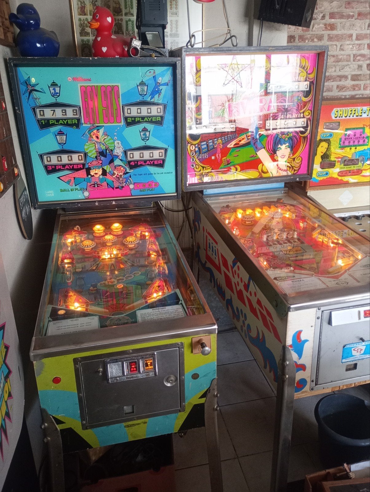 2 flipperkasten te koop gay 90's en Riviera, Verzamelen, Automaten | Flipperkasten, Ophalen, Gebruikt, Mechanisch, Flipperkast