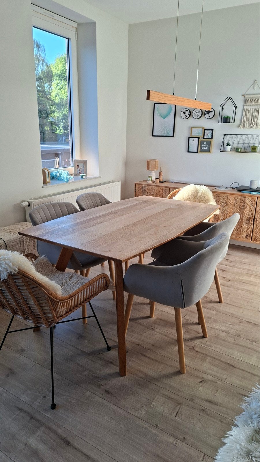 table en bois 1m60 x 90cm avec ses 6 chaises, Maison & Meubles, Enlèvement, Utilisé, Cinq personnes ou plus