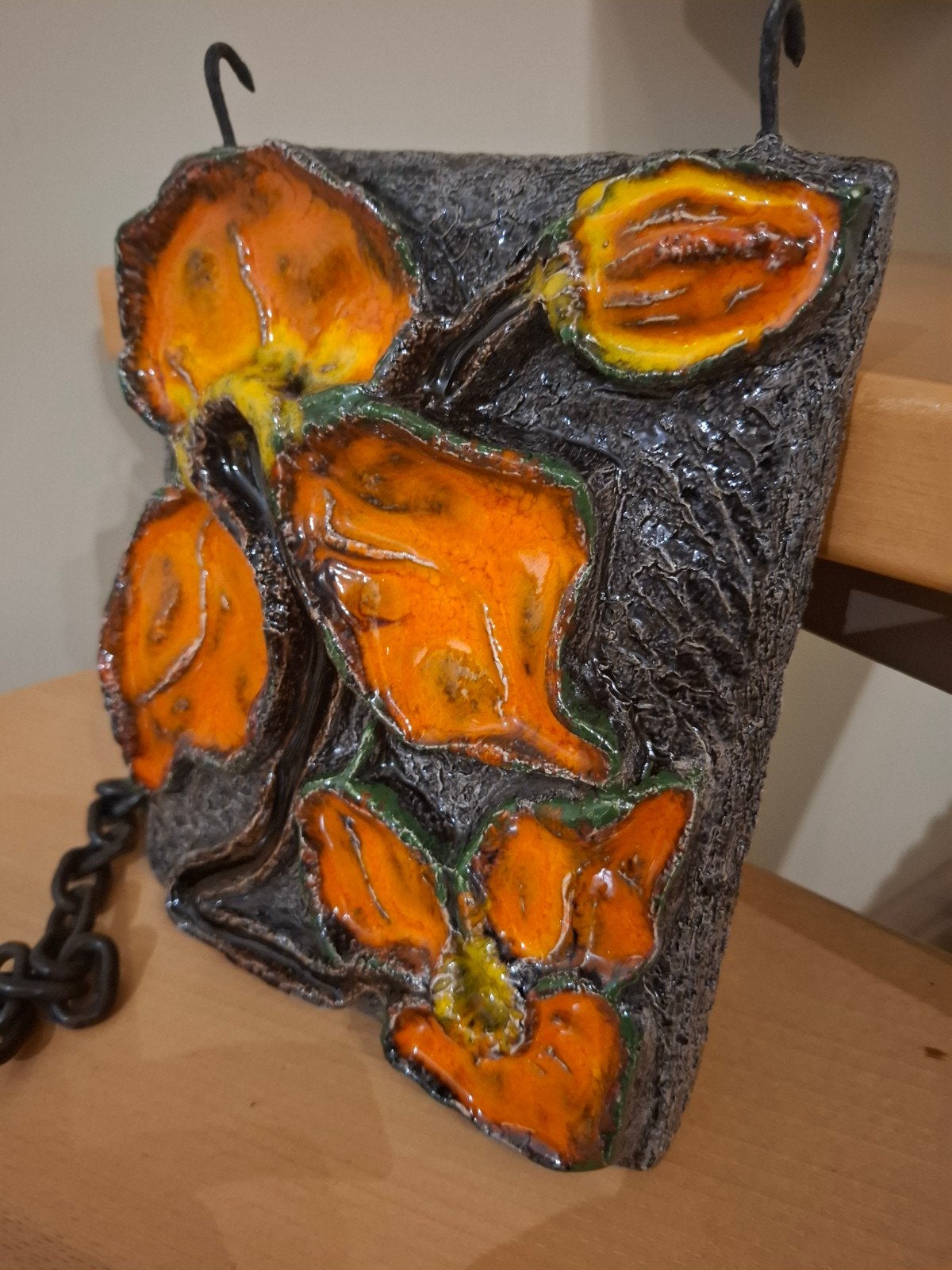 Vintage keramiek wanddecoratie, 21 cm, 18 cm, Vintage, Sculpture murale