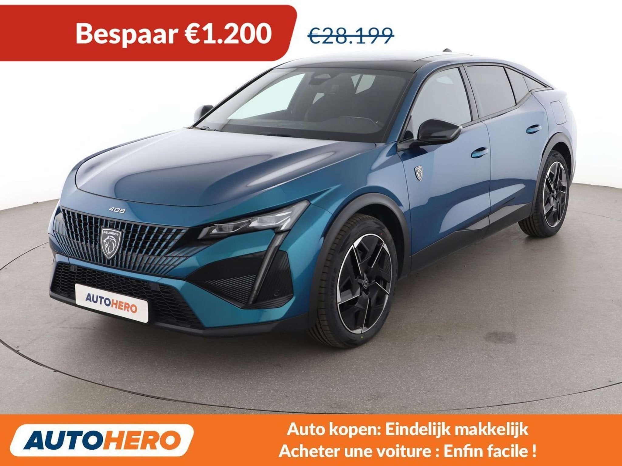 Peugeot 408 1.6 Hybrid GT (bj 2023, automaat), Auto's, Peugeot, Gebruikt, Lichtsensor, Blauw, 5 deurs