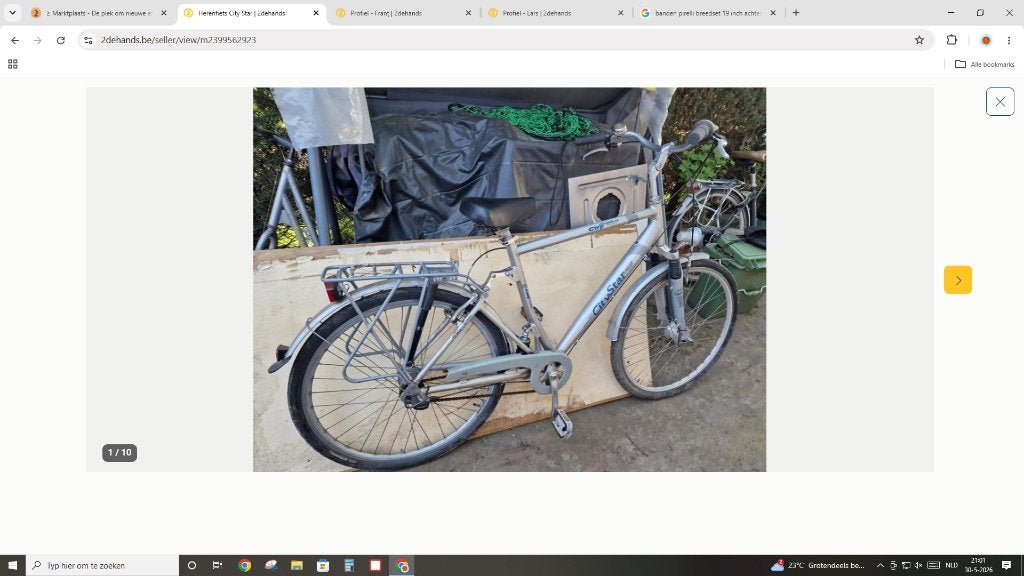 Herenfiets City Star, Gebruikt, Velgrem, Versnellingen, Ophalen