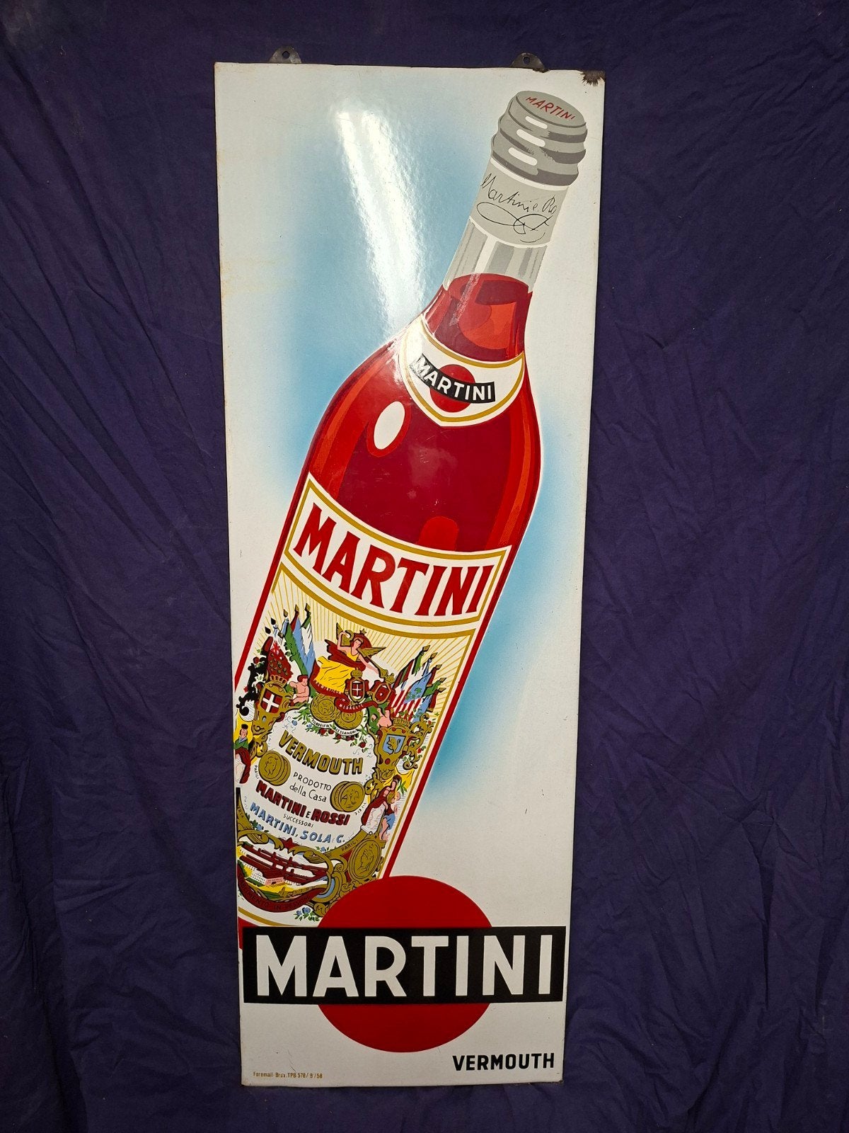 Email Martini Vermouth TOP staat  1958 ., Verzamelen, Ophalen, Gebruikt, Reclamebord