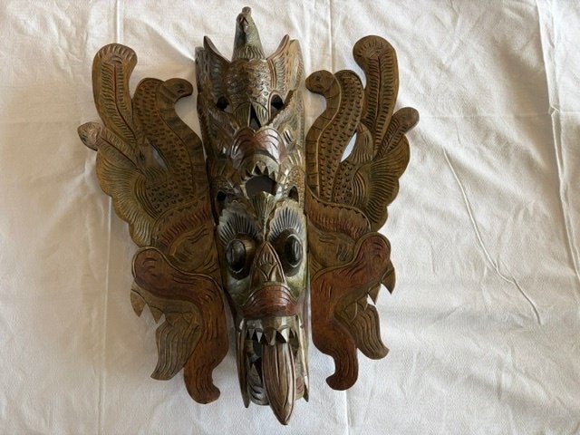 houten masker, Antiek en Kunst, Geschilderd, Meerkleurig, Overige herkomsten, Ophalen