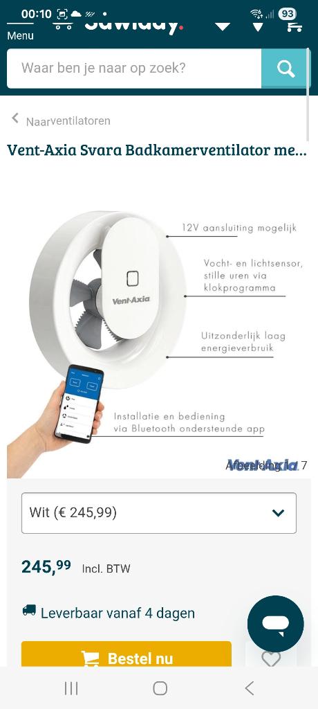 Ventilatie Vent-Axia Svara d100 NIEUW, Doe-het-zelf en Bouw, Ophalen, Nieuw, Ventilator