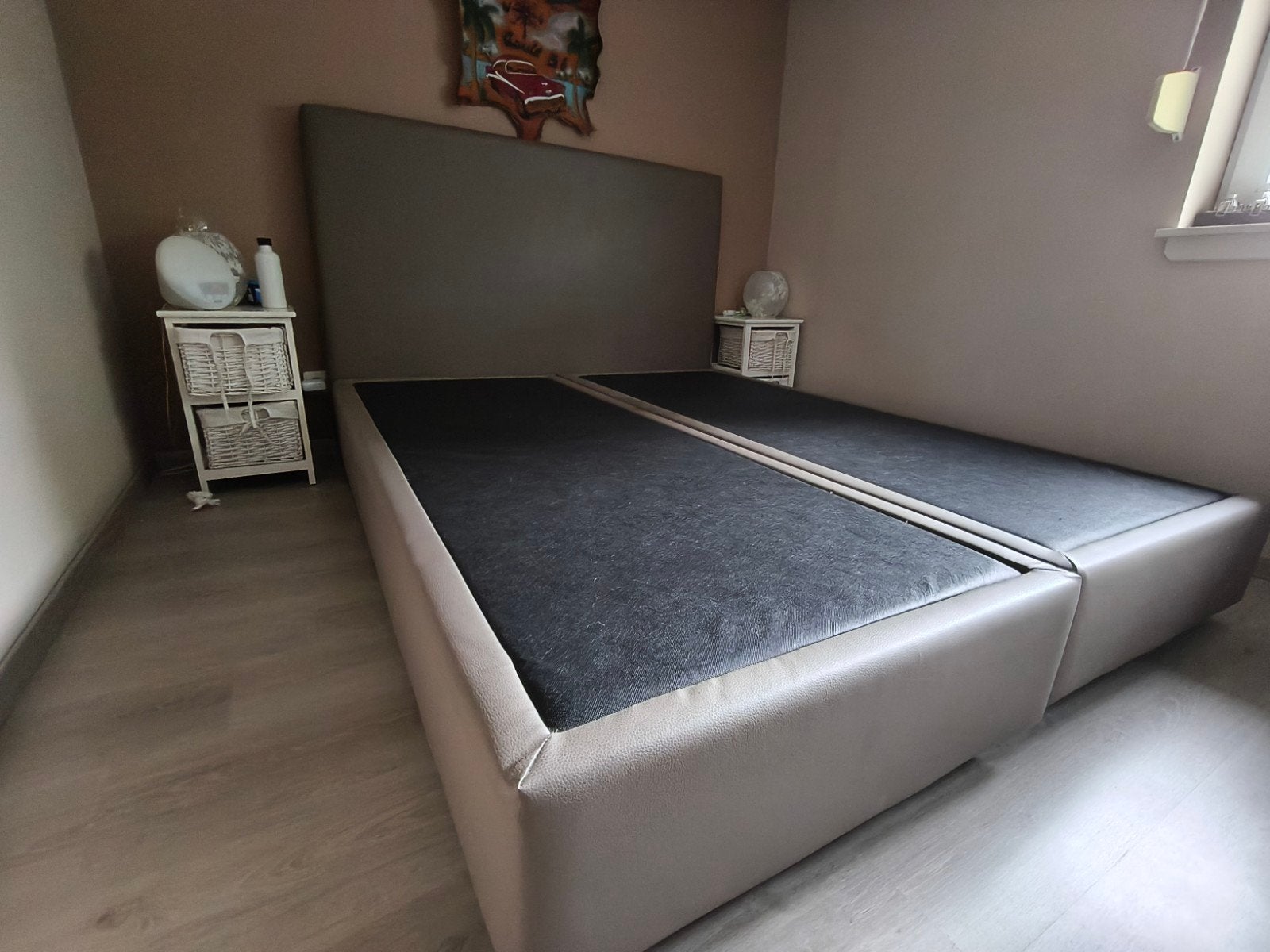 Boxspring 160x200 bruin, Huis en Inrichting, Ophalen, Bruin, Tweepersoons, 80 cm