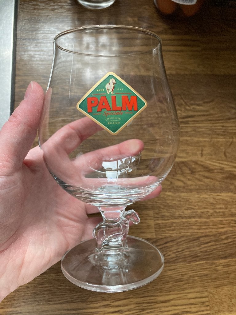 Palm bier glazen ( glas ) paardje in voet # 4, Enlèvement ou Envoi, Comme neuf, Verre à bière