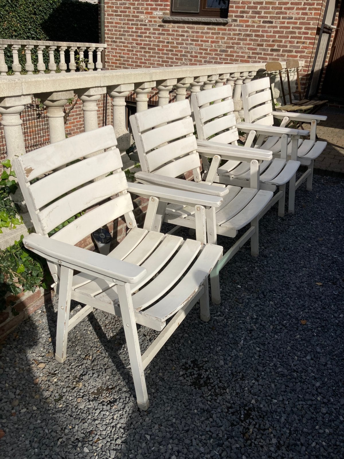 Vintage terras stoelen hout ..herlag ., Enlèvement, Comme neuf, Bois