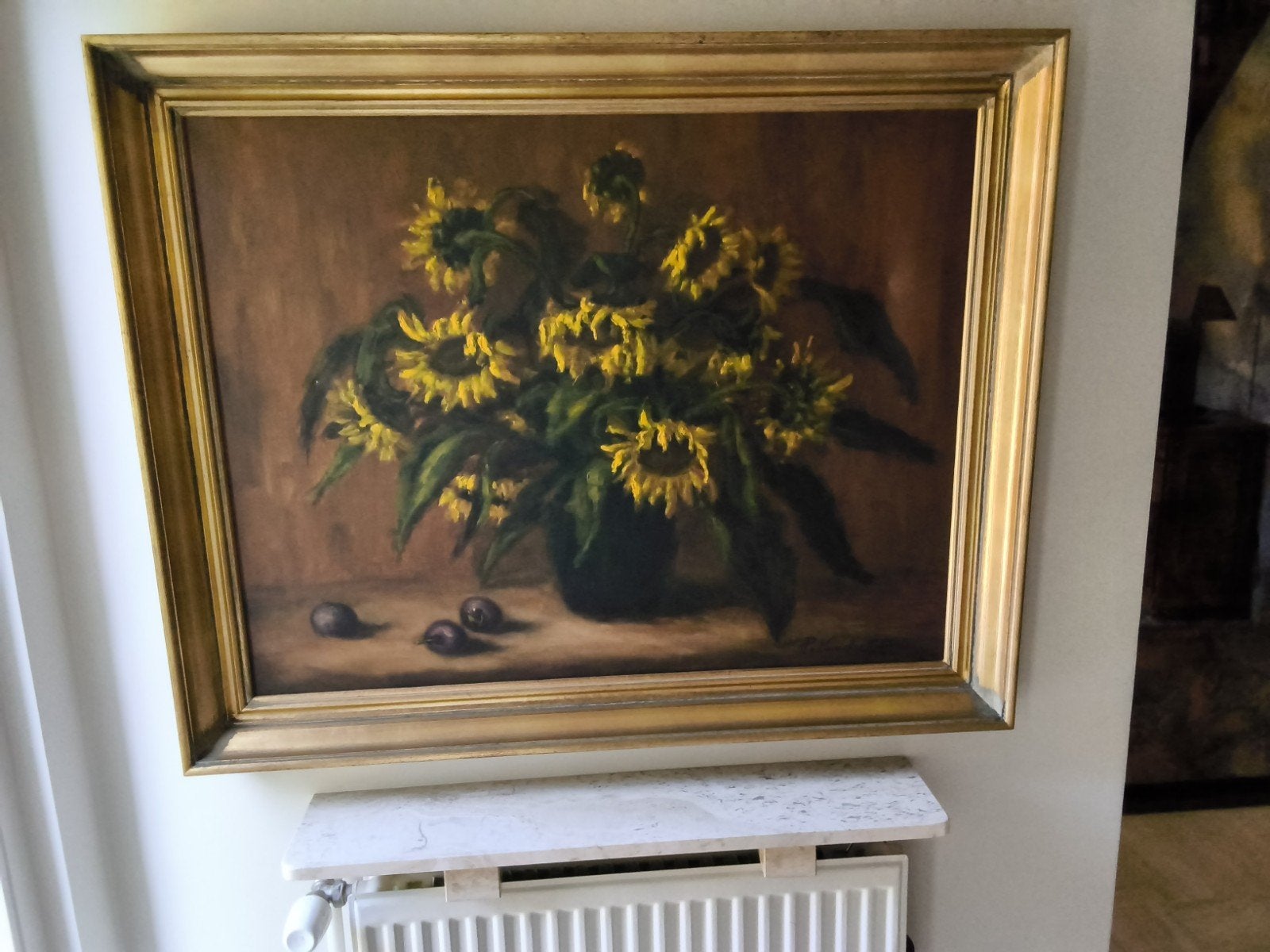 Peinture fleurs, Antiquités & Art, Peinture à l'huile, Enlèvement, Encadré, Fleurs