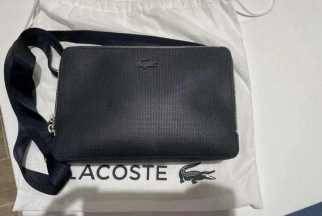 Sacoche Lacoste cuir, Enlèvement ou Envoi, Comme neuf, Noir, Cuir