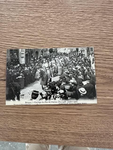 postkaart bruges cortege 1907 l'abre d'or de uitvinding, Enlèvement ou Envoi, 1980 à nos jours, Non affranchie, Flandre Occidentale