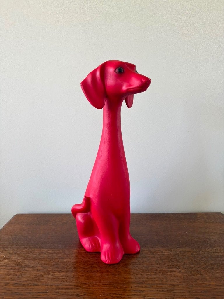 Chien teckel céramique rouge, Enlèvement, Comme neuf, Animal
