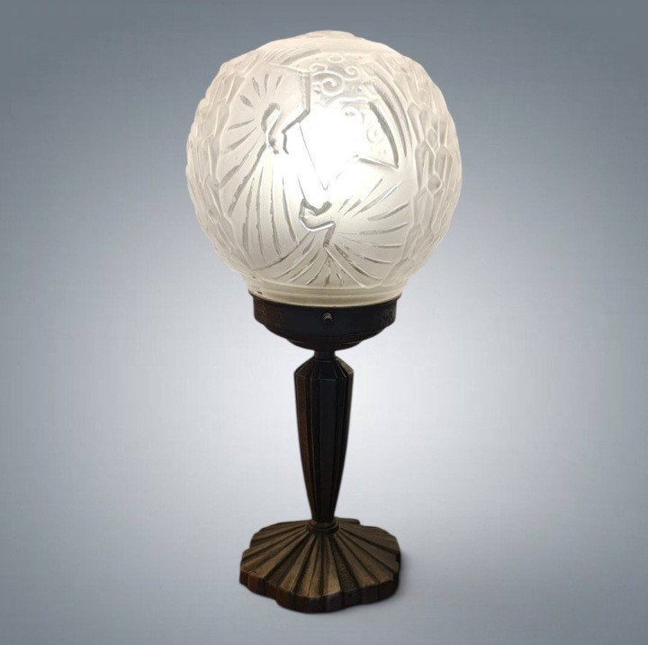 Lampe Art Déco Vintage Muller Frères France 1930's, Enlèvement