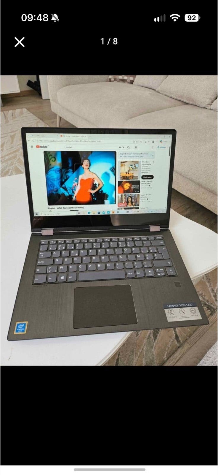 Lenovo yoga 530 (touchscreen scherm, vingerprint) Windows 10, Computers en Software, Ophalen of Verzenden, Zo goed als nieuw, 4 GB