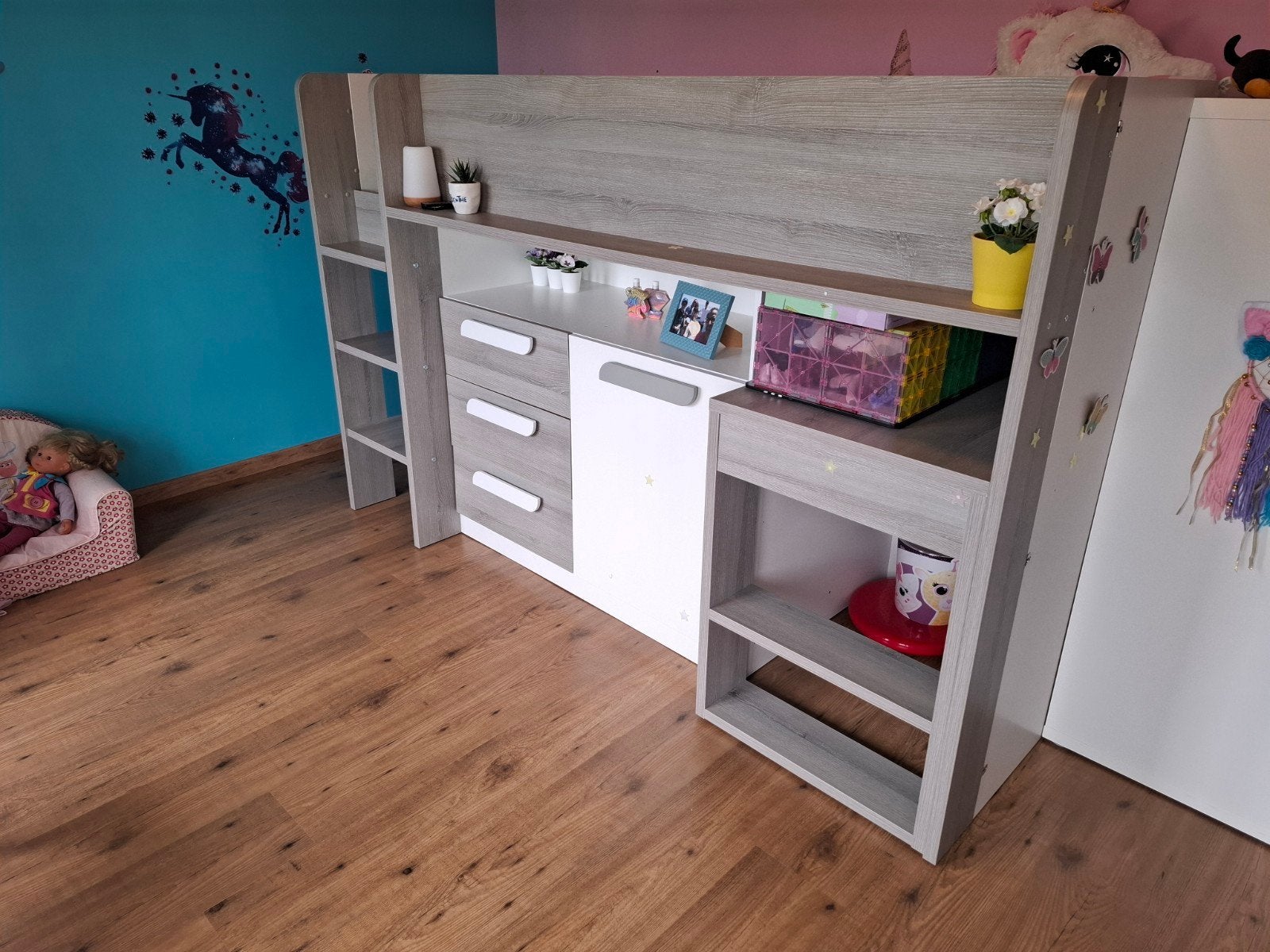 Hoogslaper met bureau en veel opbergruimte, Enlèvement, Lit mezzanine