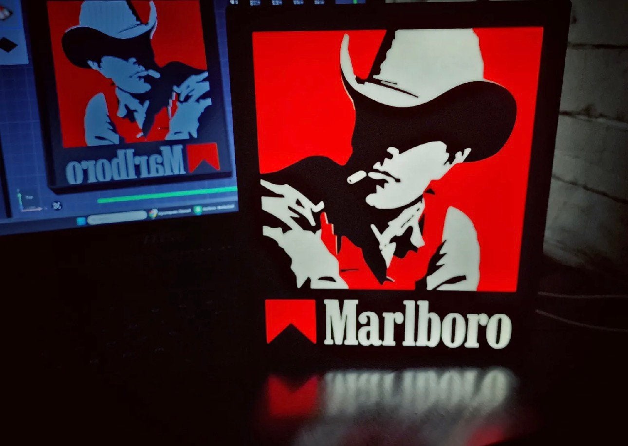 Boîte LED Marlboro Cowboy 26 x 22 cm Nouveau, Collections, Envoi, Neuf, Table lumineuse ou lampe (néon)