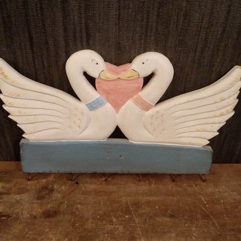 romantische vintage  houten muur kapstok zwaantjes, Verzenden, Gebruikt, Hout, Wandkapstok