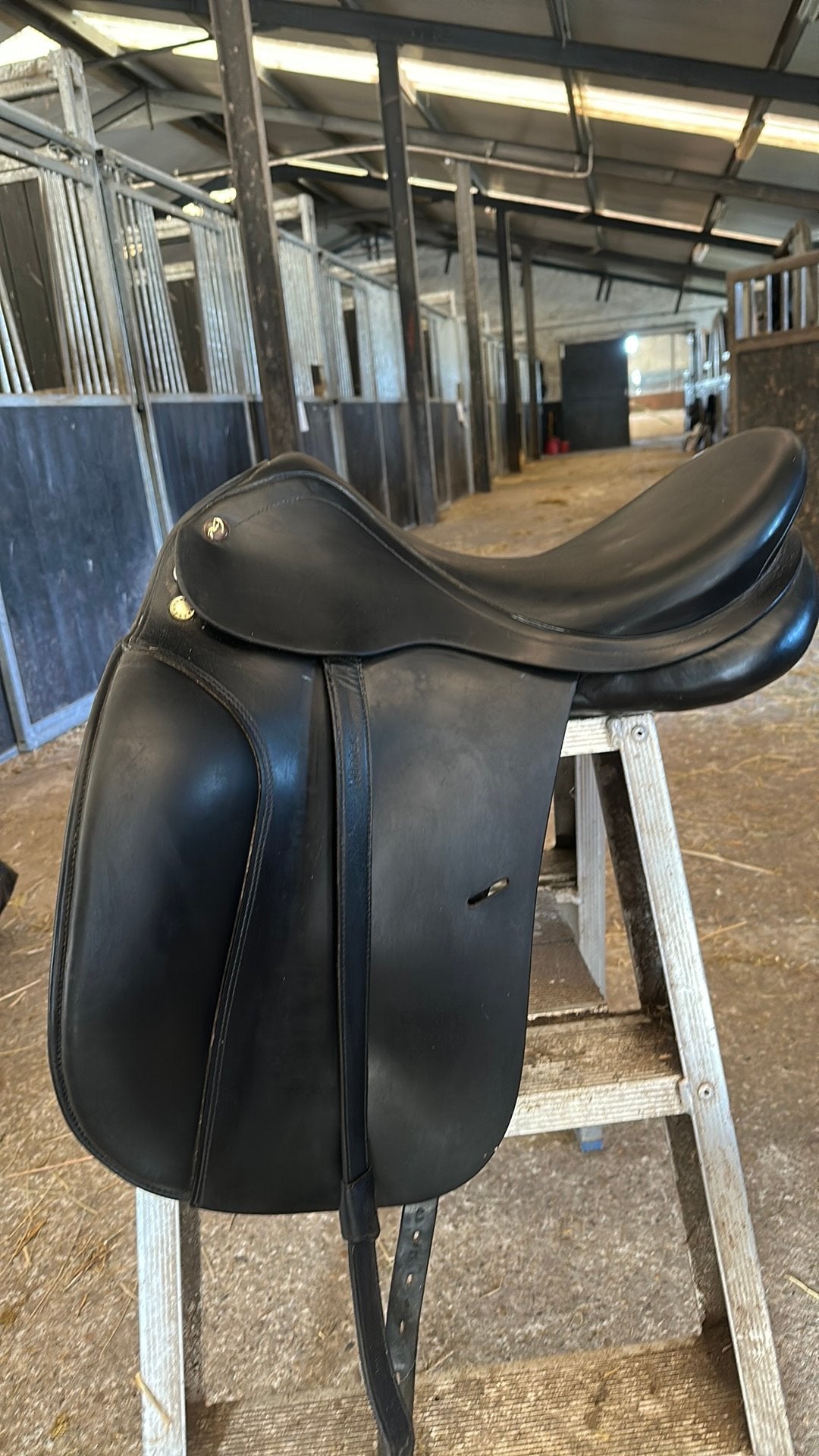 Prestige dressuurzadel, Ophalen, Gebruikt, M (17 inch), Inclusief stijgbeugels