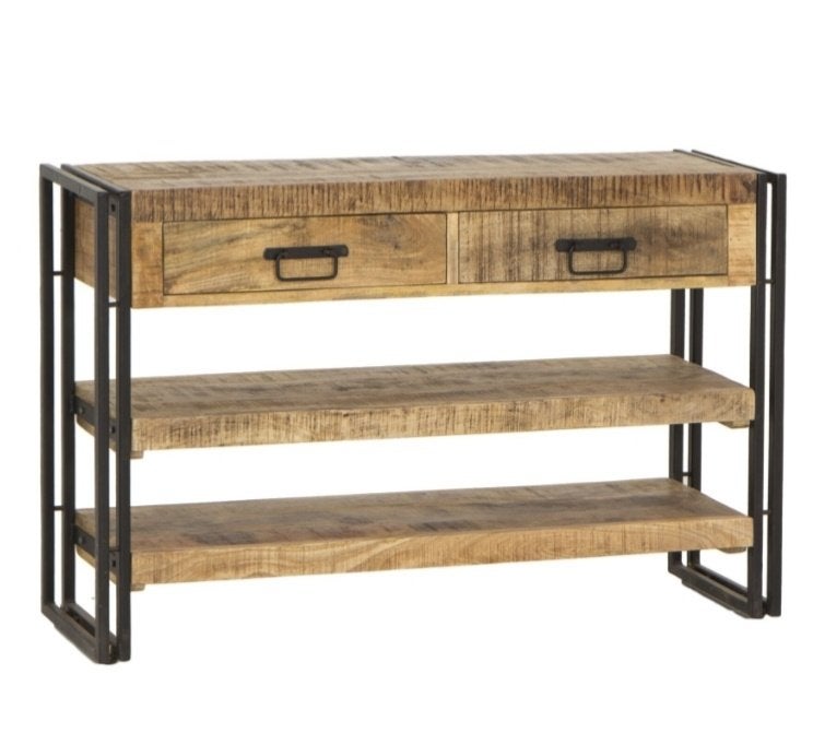 Sidetable mangohout, Huis en Inrichting, Ophalen, 100 tot 150 cm, Zo goed als nieuw, Industrieel