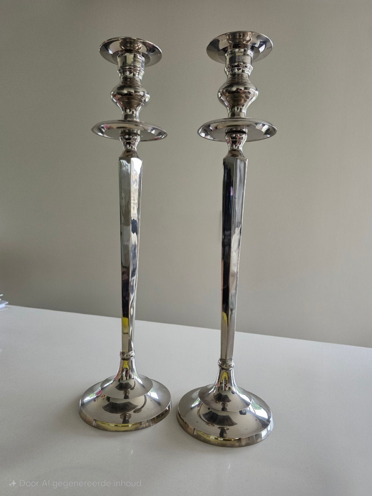 Chandeliers en métal argenté 49 cm, Enlèvement ou Envoi, Cuivre ou Bronze