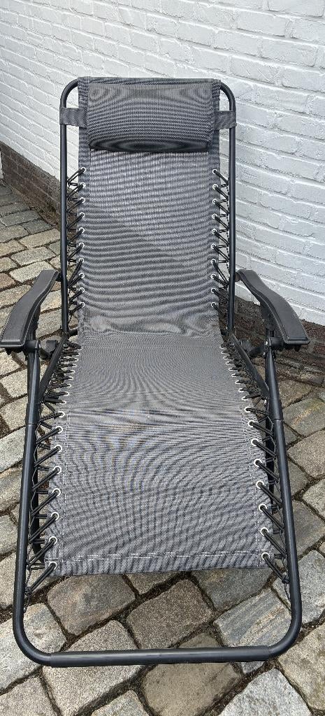 Ligzetel tuin zwart met hoofkussentje, Ophalen, Gebruikt, Kunststof, Inklapbaar
