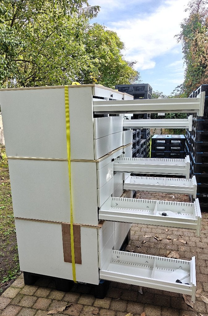 9 diepe stalen ladeblokken voor berging hobby werkbank, Huis en Inrichting, Ophalen, Zo goed als nieuw