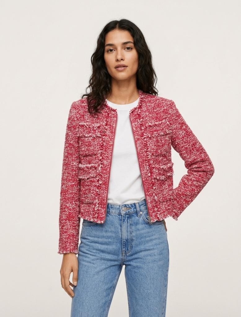 Mango Tweed roze blazer model SIENA - Maat S - Nieuw, Mango, Ophalen of Verzenden, Zo goed als nieuw, Roze