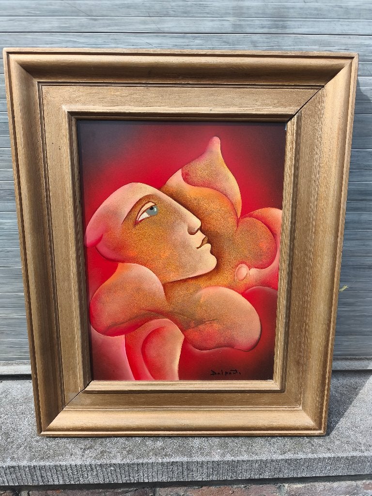 Huile sur panneau fleur d' amour signe charles delporte, Antiquités & Art, Enlèvement ou Envoi, Panneau