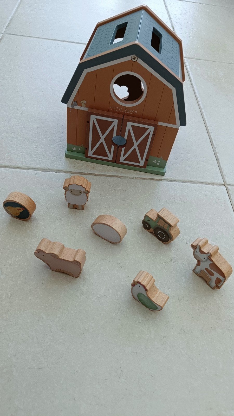 Little Dutch houten vormenstoof boerderij met dieren, Ophalen of Verzenden