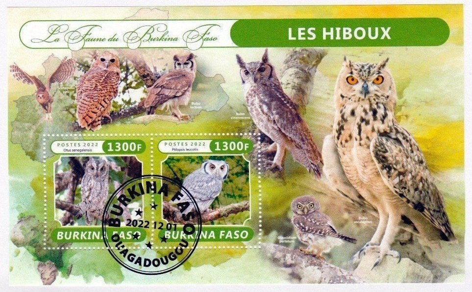 Timbres Oiseaux Hiboux, Envoi, Affranchi