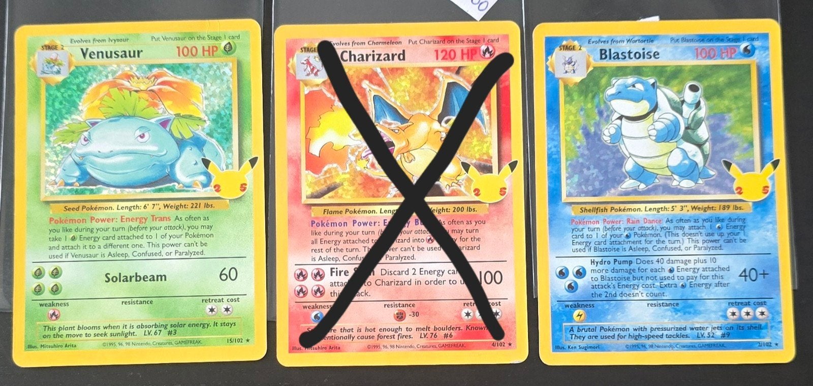 Charizard/blastoise/venusaur 25the celebrations, Ophalen of Verzenden