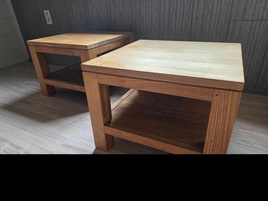 Table (s) basse (s) en teck, Teck, 50 à 100 cm, Carré, Landelijk