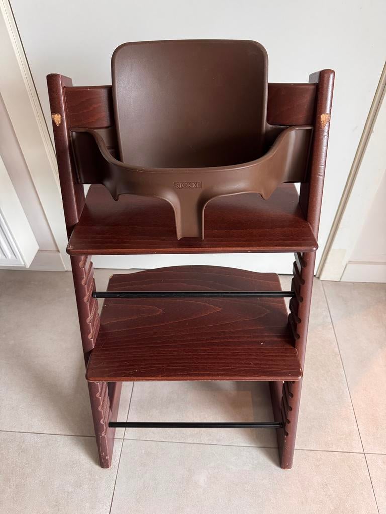 Stokke trip trap stoel bruin, Kinderen en Baby's, Kinderstoelen, Ophalen, Gebruikt, Meegroeistoel