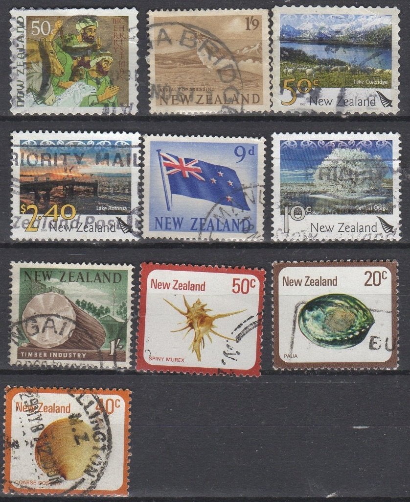 Nieuw Zeeland - setje 10 stuks, Timbres & Monnaies, Enlèvement ou Envoi, Affranchi